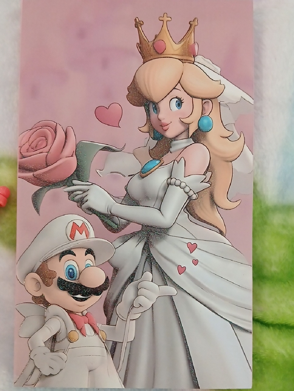 Super Mario Wedding Peach and Mario Art Print - Pink & White
